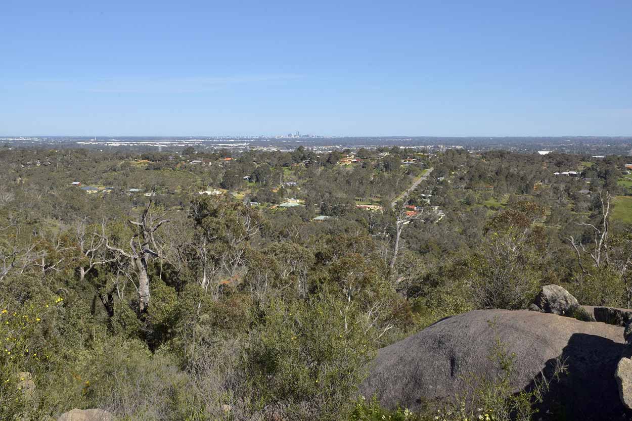 Panoramic views from the Eagle View Lookout, Eagle View Walk Trail, John Forrest National Park, Perth, Western Australia