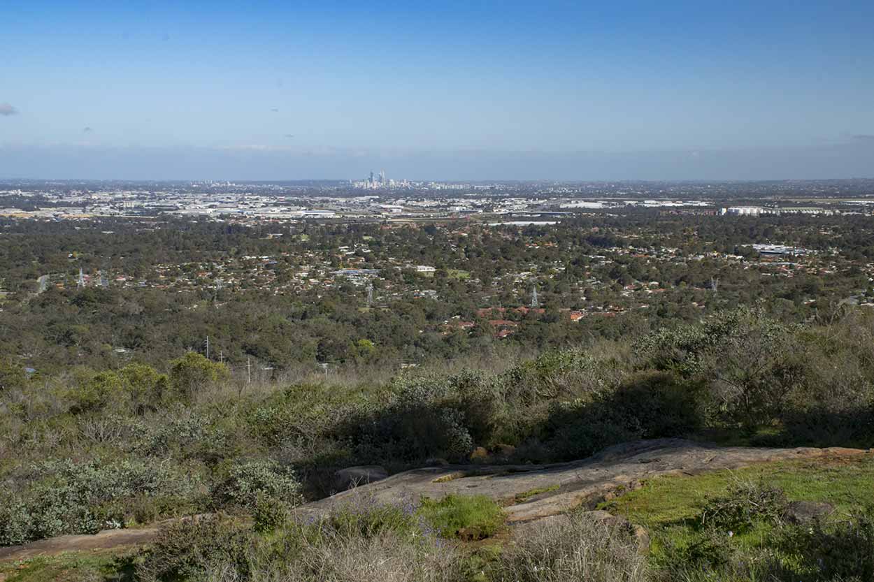 Panoramic views over the Swan Coastal Plain from the Palm Terrace Walk, Mundy Regional Park, Perth, Western Australia