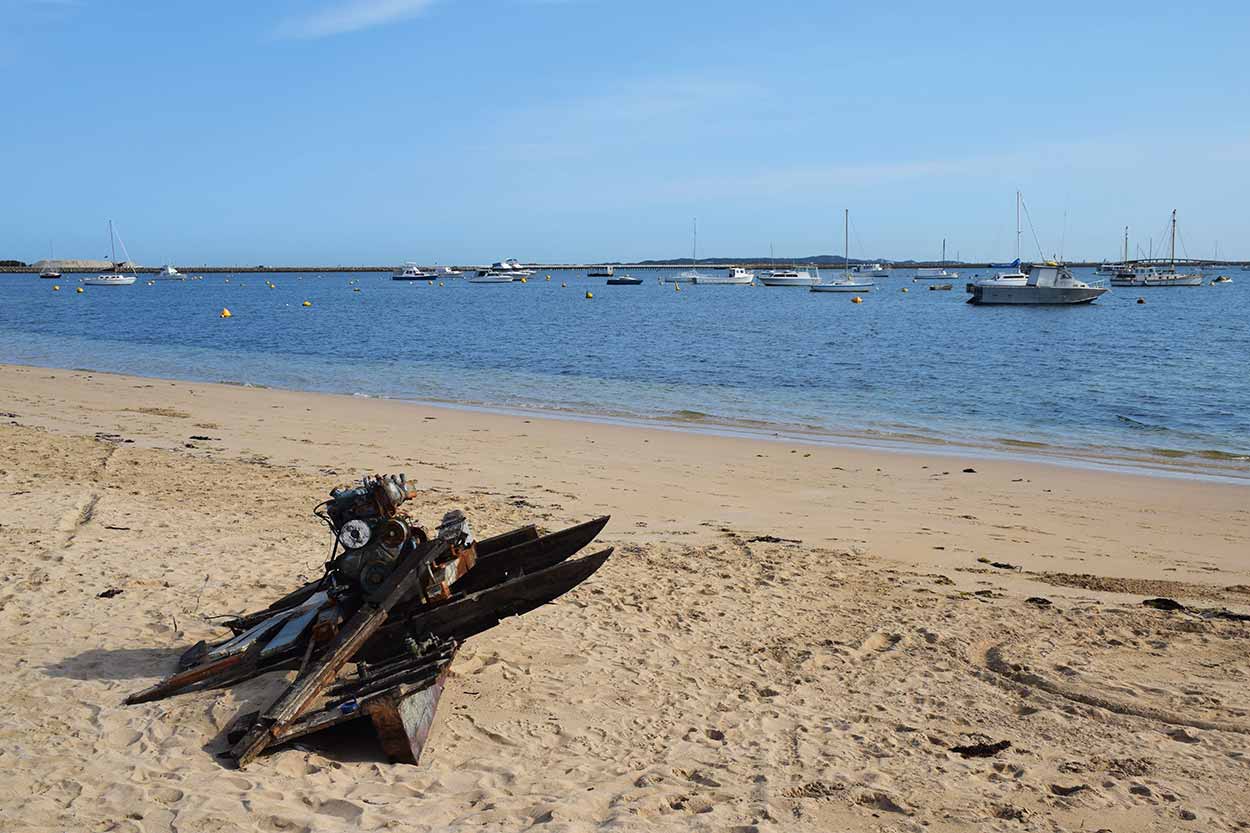 A wreck decaying on the shores of Mangles Bay, Rockingham, Perth, Western Australia