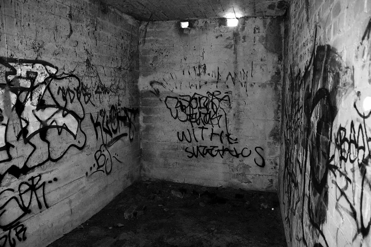 Inside a WWII bunker hidden amongst the Point Peron sand dunes, Rockingham, Perth, Western Australia