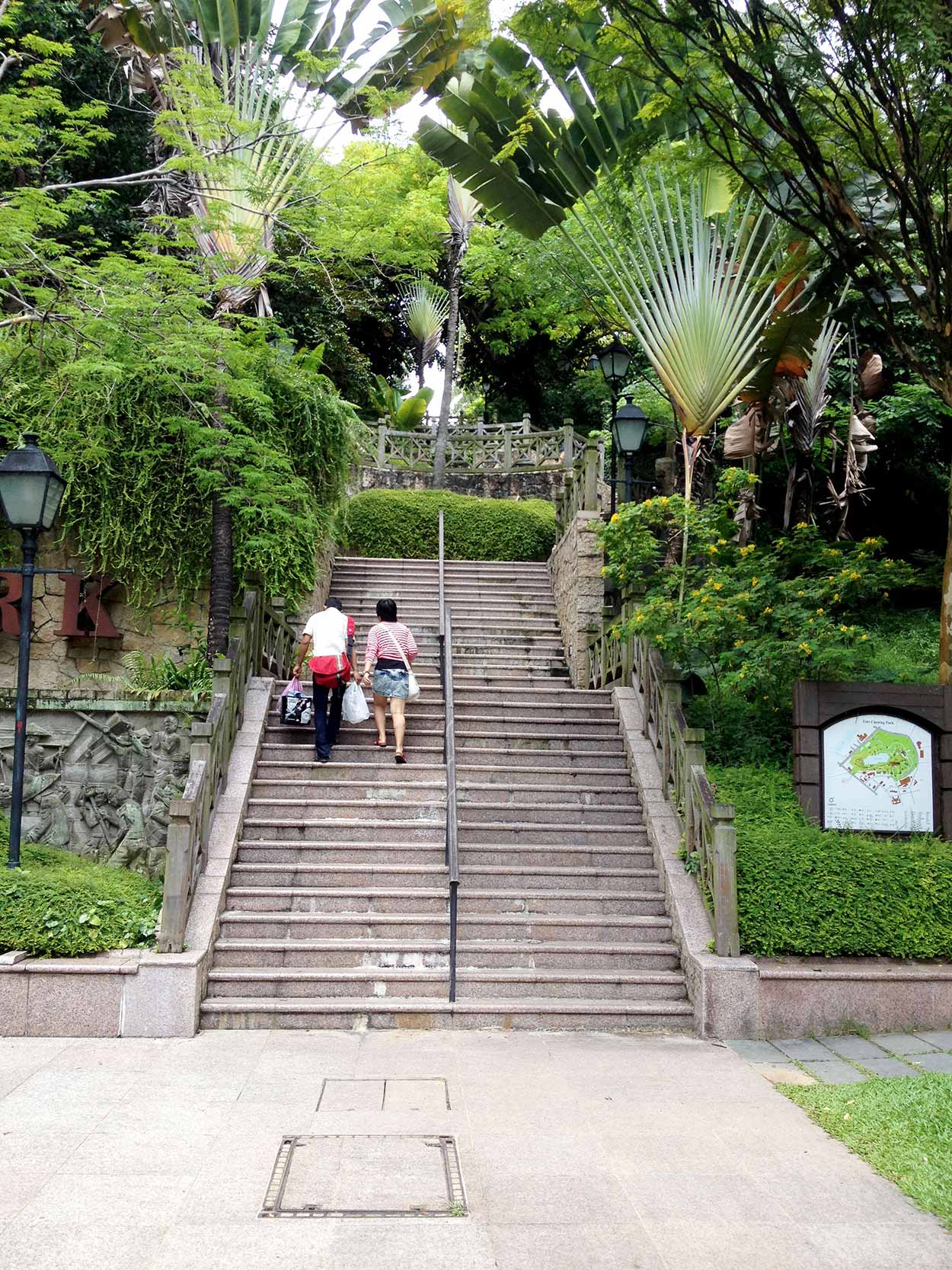 The staircase leading into Fort Canning Park, Singapore