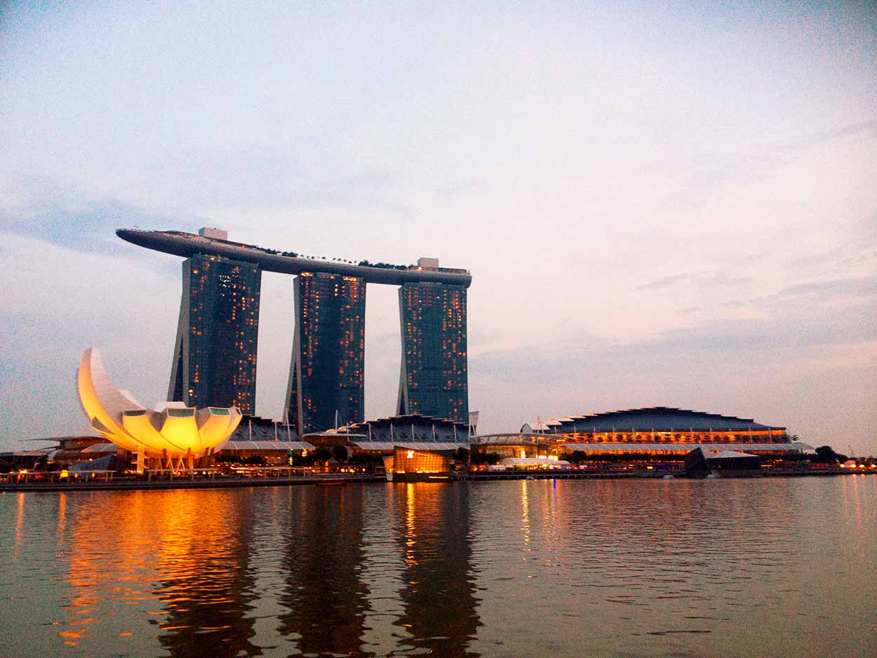 Marina Bay Sands and the Art Science Museum on Marina Bay, Singapore